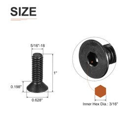 DTGN 5/16-18x1" Flat Head Socket Cap Screws, 30 Pack Hex Socket Flat Head Screws Carbon Steel Black Oxide, Full Thread, Countersunk Bolts
