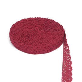 15 yardas de 2,8 cm de ancho, cinta de encaje vintage, borde festoneado para decoración de boda nupcial, paquete de Navidad, suministros de costura para manualidades (rojo vino, 2,9 cm)
