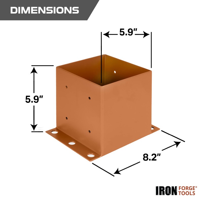 Iron Forge Tools 6x6 Post Base for Concrete, 4 Pack