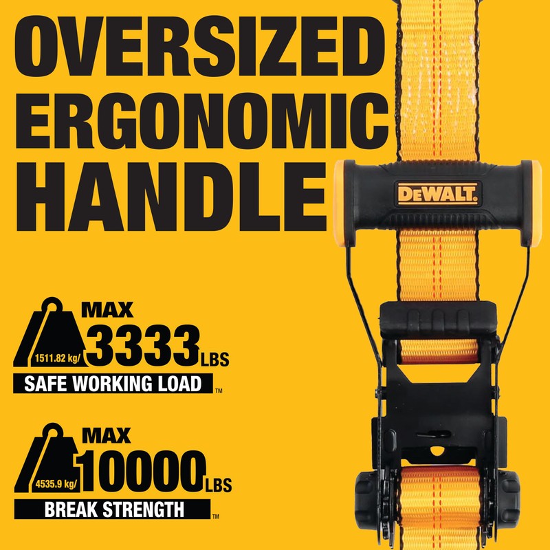 DEWALT DXBC10000J Black/Yellow 2" x 27' Ratchet Tie Down Strap