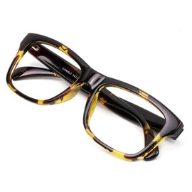 VisionGlobal Blue Light Blocking Glasses for Women/Men, Anti Eyestrain, Computer Reading, TV Glasses, Stylish Square Frame, Anti Glare (Tortoise, 1.00 Magnification)