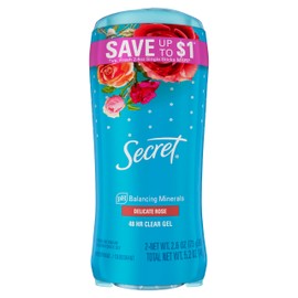 Secret Fresh Antiperspirant and Deodorant for Women, Clear Gel, Delicate Rose Scent, 2.6 oz (Pack of 2)