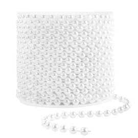 Faux White Pearl Beads Garland - 6mm Christmas Tree Beads 22 Yards White Pearl Strands Spool Pearl String Bead Roll for Wedding Party Christmas Tree Decoration(6mm 22Yards, White)
