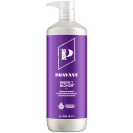 Pravana The Perfect Blonde Purple Toning Shampoo | Neutralizes Brassy, Yellow Tones | For Color-Treated Hair | Chromasilk Enhances Shine & Protection | Vegan, Paraben & Sulfate Free | 33 Fl Oz
