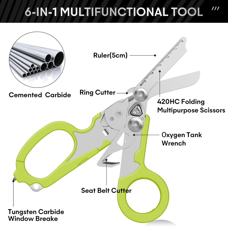 Emergency Shears with Strap Cutter and Glass Breaker Stainless Steel