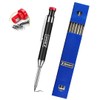 EXcraft Metal Mechanical Carpenter Pencil with 6 Refills Deep Hole