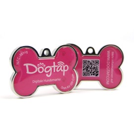 Dogtap Solid Digital Dog Tag Bone with NFC Chip and QR Code for Contact Details and Profile Letter PVC Metal Waterproof Heavy Duty 41.6 x 28.5 x 4.6mm