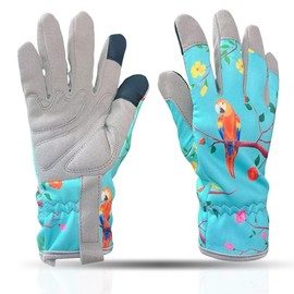 HAFRILY Damen-Gartenhandschuhe, klein, dornensicher, Mikrofaser, Gartenarbeitshandschuhe mit Touchscreen-Finger, für Hof, Gartenreinigung, Camping, Landschaftsbau, sichere Arbeitshandschuhe, Seeblau