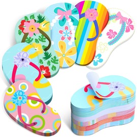 24 Packs 720 Sheets Flip Flop Sticky Notes Summer Beach Theme Note Pads Hawaiian Sticky Notes Flower Colorful Fun Sticky Notes for Kids Beach Summer Party Favors Work and Home, 6 Styles