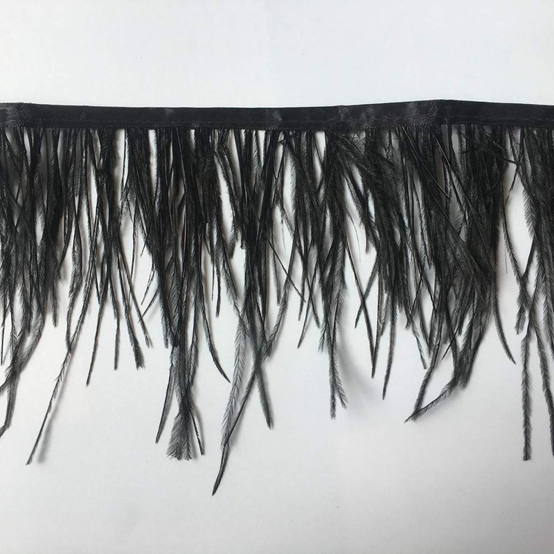 Sowder Straußenfeder-Borte, Fransen mit Satinband, für Kleidung, Kostüme, Nähen, Dekoration,
