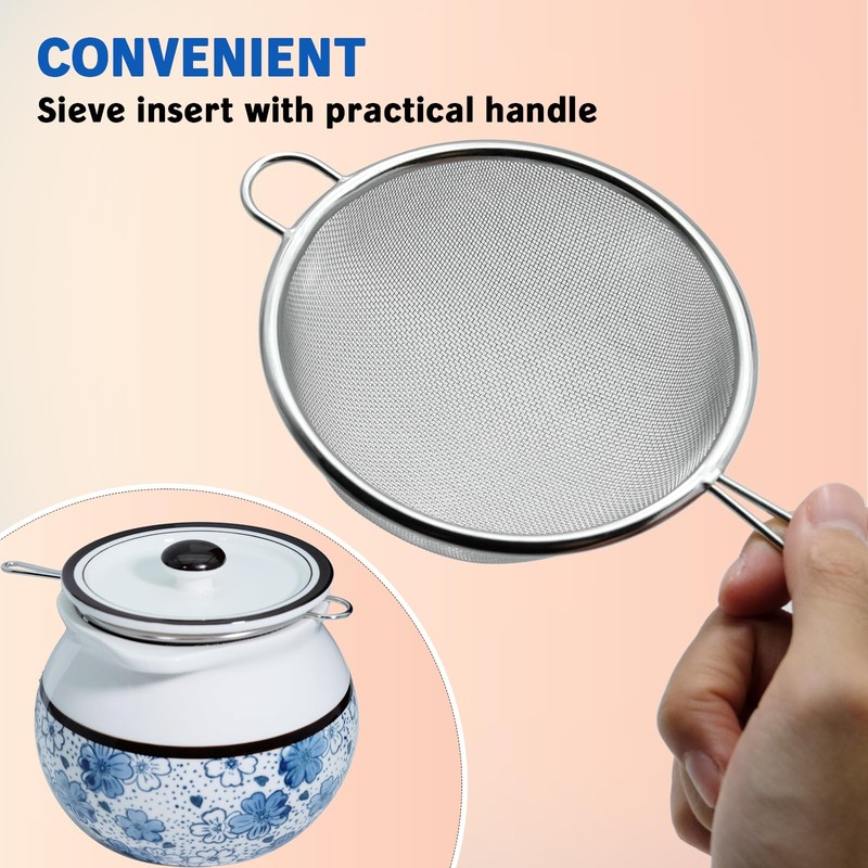 Caylielam 24oz Bacon Grease Saver with Handle and Strainer, Ceramic