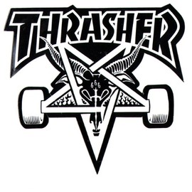 Thrasher Magazine Skate Goat Pentagram Skateboard Sticker 9 x 10cm Black/White
