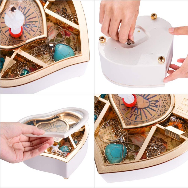 TMEEIHNSS Rainbowie Heart Musical Jewelry Box, Musical Jewelry Storage Box