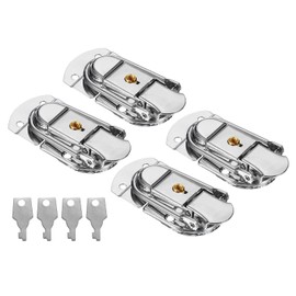 PATIKIL Suitcase Lock Hasp 2.64" x 1.34", 4Pcs Metal Iron Toggle Catch Latch with Key for Jewelry Box Wooden Case Toolbox Briefcases Luggage, Silver