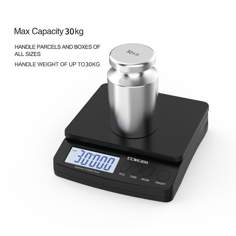 Digital Postal Scale 30kg/66lb - Durable Steel Construction, 6 Units