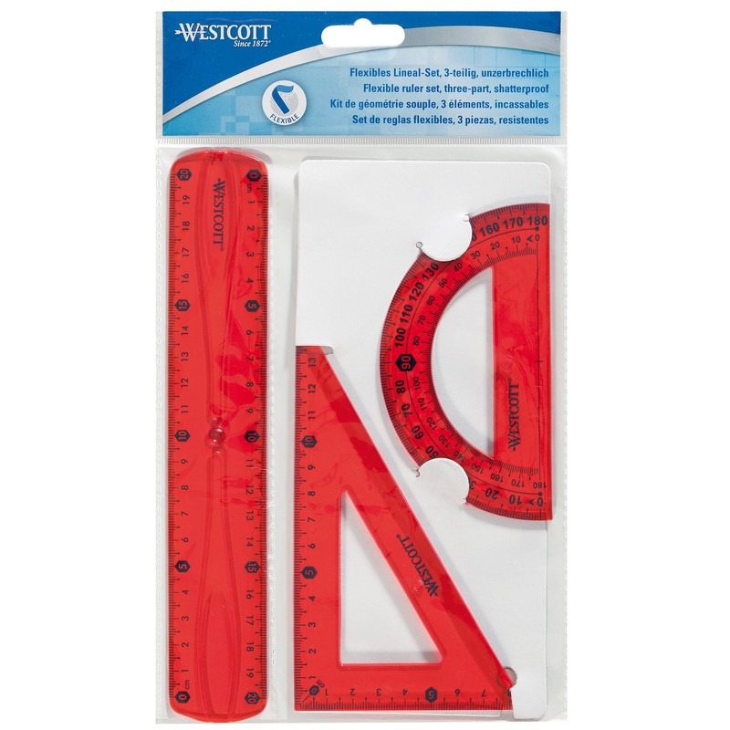 Westcott 10301 00 Flexible Ruler Set – Plastic – Assorted