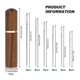 Sewing Needles with Large Eye Pack of 30 Darning Needles Eye Needles with Large Eye Needle Steel Sewing Needles Kit Embroidery Needles with Wooden Needle Case