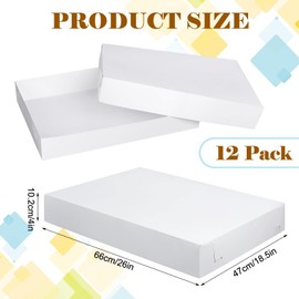 Chivertion 12 Pack Full Sheet Cake Box 26 x 18 x 4 Inch Non Window Bakery Tray Full Sheet Cup Cake Box for Party Bread Display Kitchen Bakery Home Birthday (White)