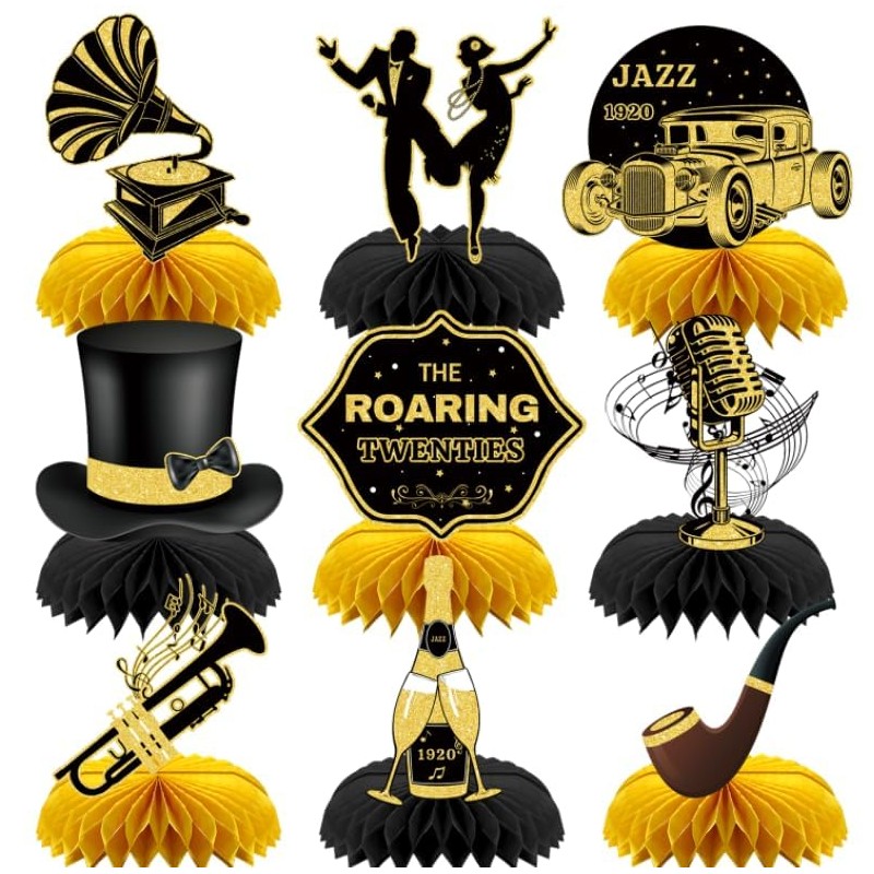 INRUI 9 Pieces Roaring 20s Party Honeycomb Centrepieces