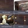 RUSTIC TOWN Leather Toiletry Bag for Men - Travel Shaving