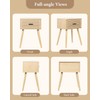 2 Sets Striped Grooved Nightstand with Solid Wood Storage Drawer,