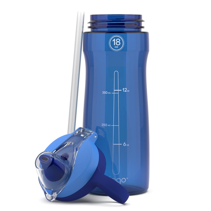 Pogo BPA-Free Tritan Plastic Water Bottle with Soft Straw Lid,