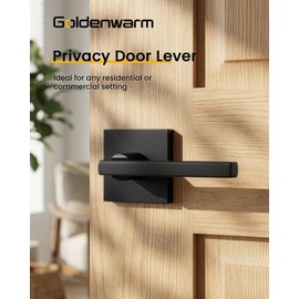 Goldenwarm Matte Black Door Handles Interior, Zinc Alloy Heavy Duty Privacy Door Levers for Bedroom, Contemporary Bathroom Interior Door Handles Bulk (2 Pack)