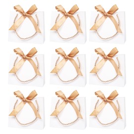 10 Pack Small White Gift Bags with Ribbons and Handles, White Party Bags Small Thank You Gift Bags Mini Party Favour Bags for Wedding Baby Shower(5.51× 2.36× 4.72 inches)