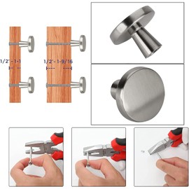 LONTAN Pack of 15 Furniture Knobs, Matt Silver Cupboard Knobs, Stainless Steel Handles, Round Furniture Knobs, Polished Nickel, Brushed One Hole Drawer Knobs