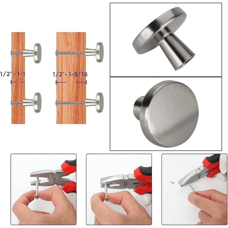 LONTAN Pack of 15 Furniture Knobs, Matt Silver Cupboard Knobs,