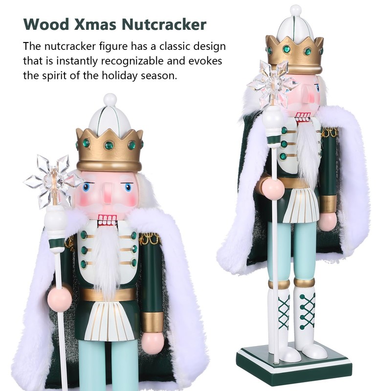 Healeved Large King Nutcracker Christmas Decor Figure 30cm Wooden King