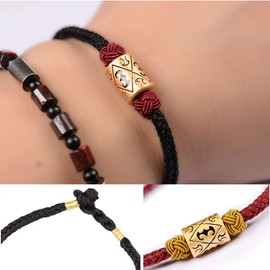 Women's Cord Bracelet, Gold, Burgundy, S999 Bracelet, Black, Black String Chain, Braided Bracelet, Totem, Cylinder, Simple Fashion, Unisex, Amulet Accessory, Polyester