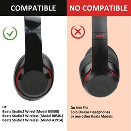 Replacement Earpad Ear Cushion Pads Compatible with Beats Studio 2.0 and Studio 3.0, NOT Fit Beats Solo with Stronger Adhesive (Titanium)