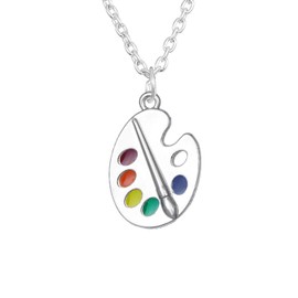 CHOORO Colorful Paint Palette Pendant Necklace/Bracelet Artist Painter Bracelet/Necklace Art Student Art Teacher Gift (Necklace)