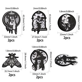 CHGCRAFT 10Pcs 5Styles Gothic Theme Printed Acrylic Pendants Including Hecate with Ram Skull Snake Moth Witch Hat Charm for Bracelet Necklace DIY Craft Jewelry Making, Black