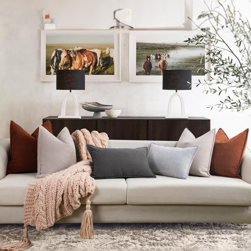 ZWJD Rust Pillow Covers 24x24 Set of 2 Chenille Pillow