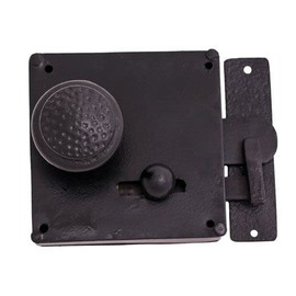 VAN DYKE'S RESTORERS Rim Locks, Privacy Door Latch with Knobs, 3 1/4 Inch, Black Powder Coat