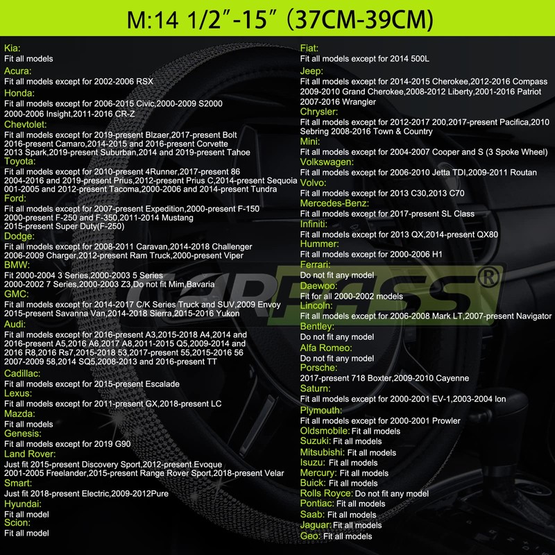 Car Pass Classical Leather Automotive Universal Steering Wheel Covers,Universal Fit