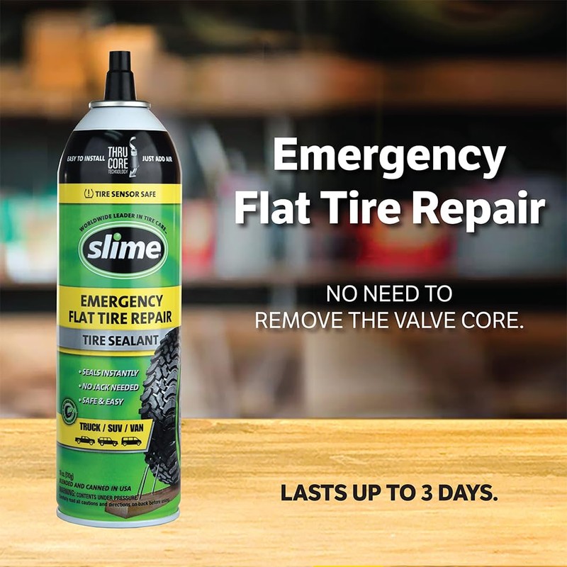 Slime 60187 Flat Tire Puncture Repair Sealant, Emergency Repair for