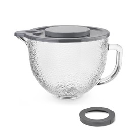 Hammered Glass Mixing Bowl 5 QT, Mixing Bowl for KitchenAid 4.5 and 5 Quart Tilt-Head Stand Mixers, Stand Mixer 5 Quart Fits Artisan KSM150, RRK150, KSM100, K45SS, KSM90, KSM95, K45, KSM110, 5KSM125