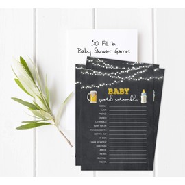Inkdotpot 50-Pack Baby Word Scramble Baby Shower Game Cards A Baby is Brewing Gender Neutral Party Supplies-Fun Baby Shower Game Favors