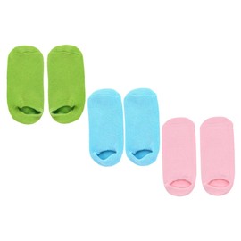 NOLITOY 3 Pairs Moisturizing Foot Essential Oil Care Socks Protective Spa Beauty Salon Foot Socks for Dry Cracked Heels Non Slip Cotton Blend Suitable for Home and Includes Pink Green Blue