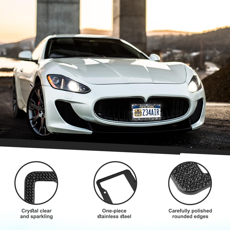[2 Pack] Luxury Bling License Plate Frames - Hand-Set 1200+