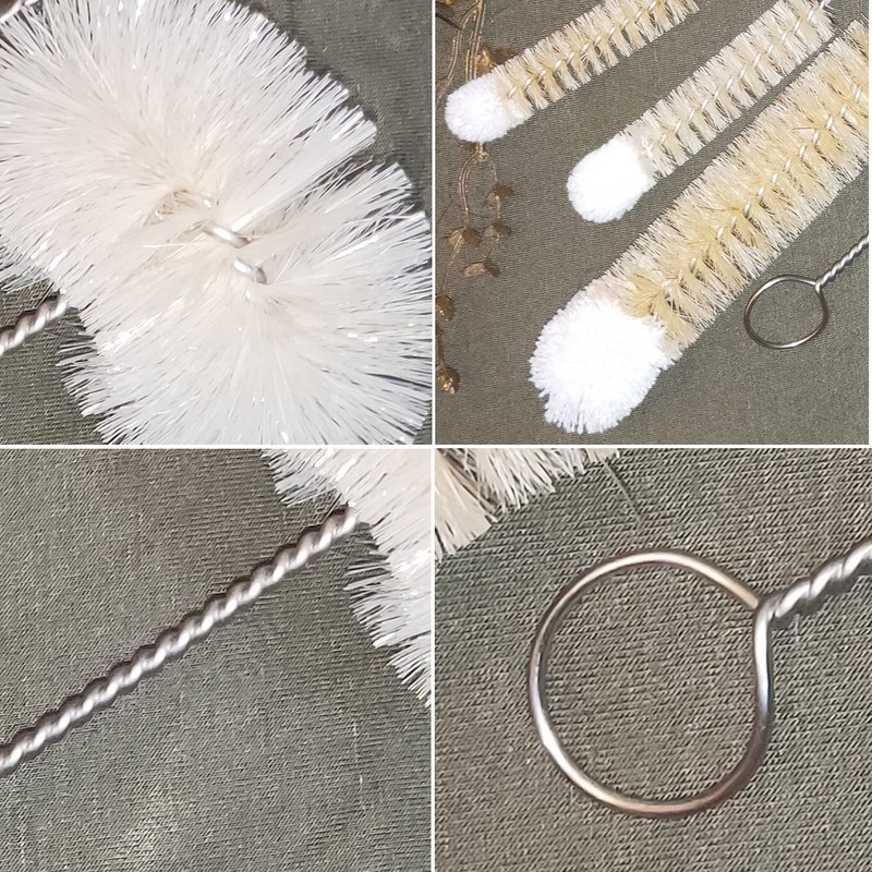 Coralpearl Bottle Brushes Thin Long Handle X 4, Skinny Wire