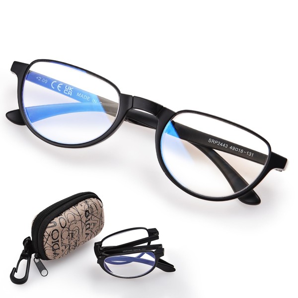 ZESAKER Folding Reading Glasses for Women Men, Portable Blue Light