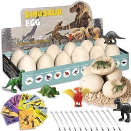 KIDS KING Dinosaur Eggs Excavation Kit - 12 Unique Eggs Dinosaur Toy, Dino Eggs Dig Kit Party Set for Kids, Archaeology Digging Activities, STEM Toy Gifts for Boys Girls Age 3-12
