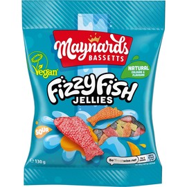 Maynards Bassetts Fizzy Fish Soft Jellies Sweets Bag, 130g