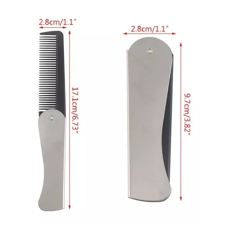 KuZHEN Peine Plegable De Bolsillo Portátil Cabello Barba Metal