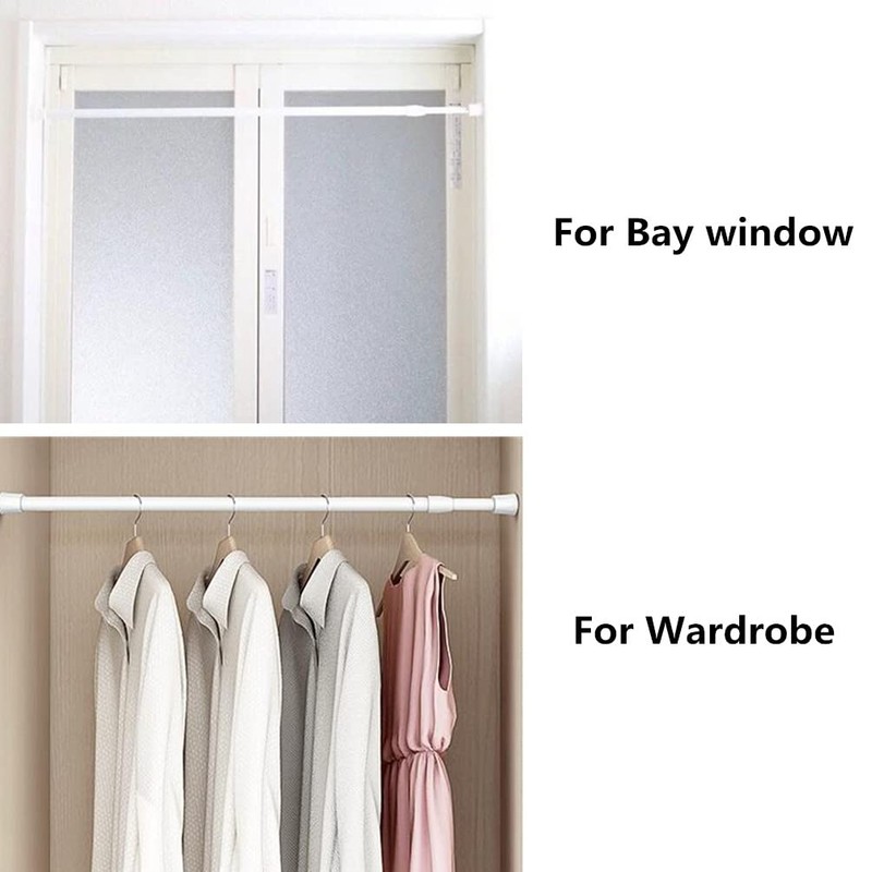 Tension Curtain Rod for Window Cupboard Closet, Black Extendable Adjustable