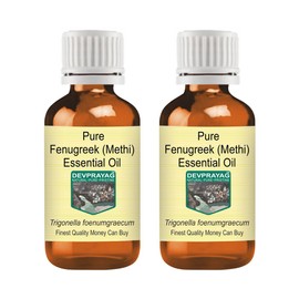 Devprayag Pure Fenugreek (Methi) Essential Oil (Trigonella foenumgraecum) Natural Therapeutic Grade Steam Distilled (Pack of Two) 100ml X 2 (6.76 oz)